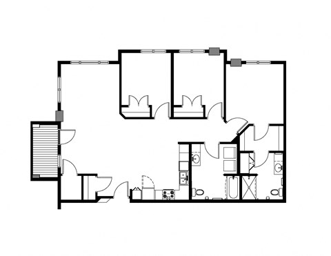 Floor plan for 3 beds, 2 baths, 1420 sqft